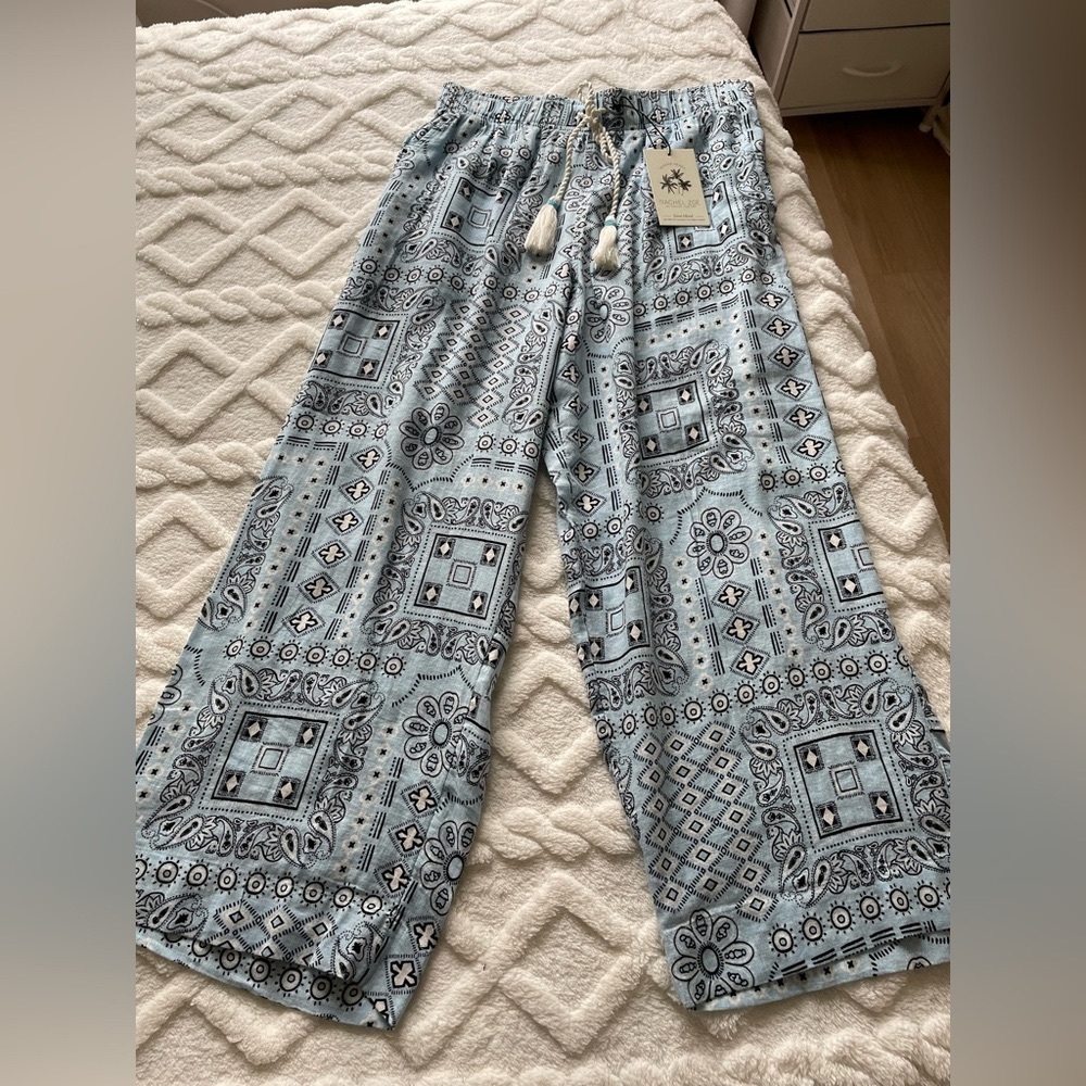 Rachel Zoe Light Blue Geometric Print Pants